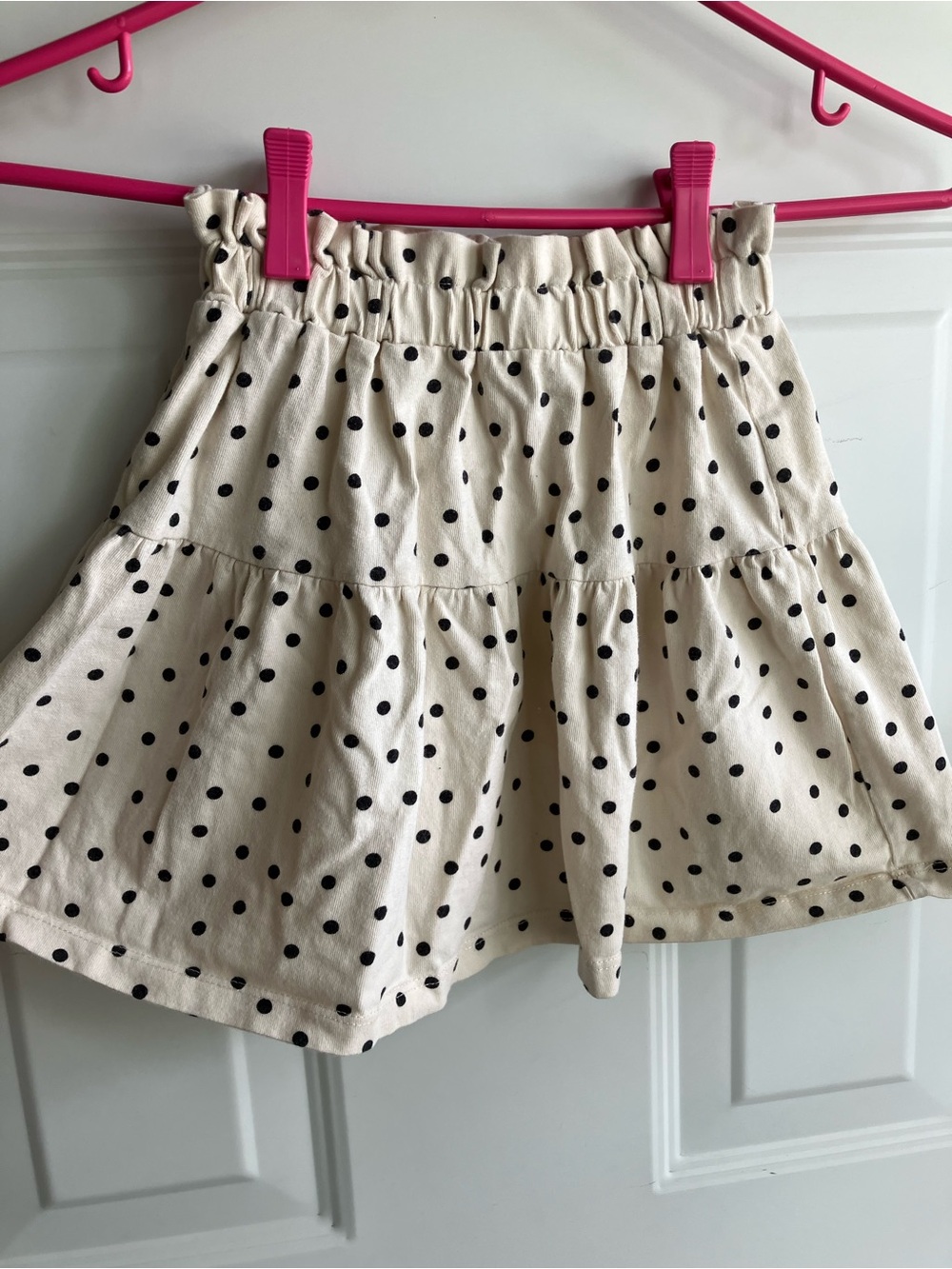 Zara cream black polka dot ruffled tiered skirt size 6